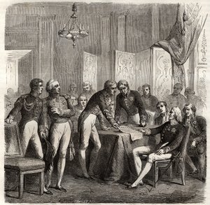 Yhdistyneen kuningaskunnan, Ranskan, Espanjan ja Portugalin vuoden 1834 liittouma Evoramonten toimiluvan täytäntöönpanemiseksi - Don Carlosin vaatimus Espanjan valtaistuimelle, nelinkertainen allianssi (Charles-Maurice de Talleyrand - Don Manuel Pando-Fern tekijältä Unknown artist