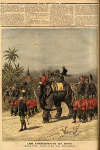 Siamin armee (Thaimaa). Kaiverrus "" Le petit Journal" -lehdessä 29/07/1893. Selvan kokoelma. tekijältä Unknown artist
