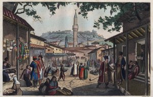 Ateenan basaaritori 1800-luvun alussa - Le marche bazar d