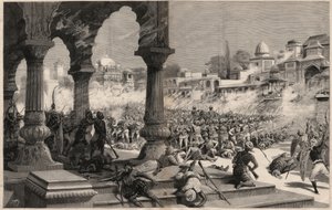 Manipurin taistelu - Brittiläisten intiaanien kapinat - Maharadjan kutsuman noin 500 englantilaisen sotilaan verilöyly, jonka alamaiset kapinoivat Manipurissa (alue Assamin ja Burman rajalla) Intiassa tekijältä Unknown artist
