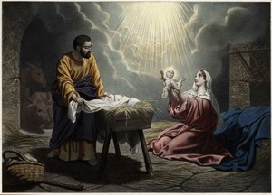 Kristuksen syntymä. Anonyymi kaiverrus 1800-luvun puolivälistä. tekijältä Unknown artist