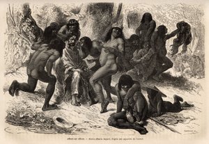 Chunchos-intiaanit hyökkäsivät Marcoyn joukkueen kimppuun Caravayan laaksossa (Andes cordilliere), mutta jälkimmäisellä ei ollut mitään lentää, intiaanit pitivät hauskaa riisuessaan tutkimusmatkailijoita ja keksien heidät rockoo-siemenillä. Kaiverrus kuvis tekijältä Unknown artist