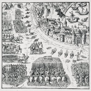Kun Anjoun herttua (Henri III) valittiin Puolan kuninkaaksi (vuonna 1573) ja hänen oli pakko mennä ottamaan tätä kruunua lakkaamatta haltuunsa, La Rochellen piiritys lopetettiin ja Rochelloille annettiin kaikki, mitä he itse pyysivät ja varten tekijältä Unknown artist