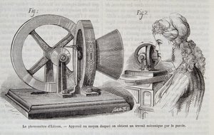 Edison-fonometri - laite, jolla mekaaninen työ saadaan puheella "" Luonnossa"" 1878. tekijältä Unknown artist