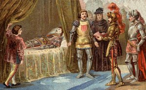 Englantilainen Chateauneuf de Randonin (Chateauneuf-de-Randon, Auvergne) kuvernööri antautui ja tuli laskemaan aukion avaimet Bertrand du Guesclinin kuolinsängylle 13. heinäkuuta 1380, jonka edessä kaupunki piiritti. Connetable kuoli, samaa mieltä tekijältä Unknown artist