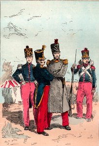 Ranskan armeija Louis Philippen hallituskaudella 1830-1848 - Linja - Kaiverrus vuodelta 1882 kirjassa "Histoire de dix ans: 1830-1840" Louis-Blanc (1811-1882) tekijältä Unknown artist