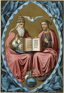 Pyhä kolminaisuus - kromo.1800-luvulla 1400-luvun lääkärin jälkeen tekijältä Unknown artist