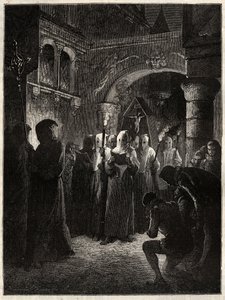 Ranskan kuningas Henrik III (1551-1589) valkoisessa katuvassa puvussa”” Kuninkaan perustama Confrerie-kulkue 23.3.1585 (Ranskan kuningas Henrik III valkoisessa katuvassa kulkueessa) tekijältä Unknown artist