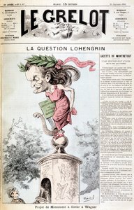 Lohengrin-kysymys: Wagneriin nostettava monumenttiprojekti "" Le Grelotissa" 20.9.1891 tekijältä Unknown artist