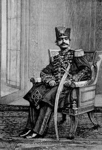Persian shaahi, Nassr-ed-din (Nasser-ed-din), seremonia-asussa. tekijältä Unknown artist