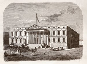 Espanjan parlamentti (Congresso de los diputados), Madrid. Kaiverrus 1800-luvulta. tekijältä Unknown artist