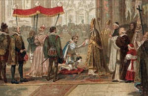Henry IV:n Ranskan kuninkaan kumoaminen Saint Denisissä 25. heinäkuuta tekijältä Unknown artist