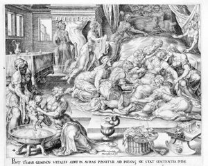 Thamarin syntymä. Antonio Blocklausin kaiverrus 1600-luvulta. tekijältä Unknown artist