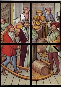 Panimot. Litografia Tournain katedraalin lasimaalauksesta 1400-luvulta. 1800-luvulla. Pariisi, koristetaide tekijältä Unknown artist
