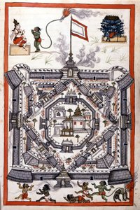 Lankan kaupunki (Ceylon, Ceylon) 1600-luvun paperikäsikirjoituksessa. tekijältä Unknown artist
