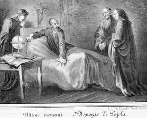Pyhän Ignatius Loyolalaisen (1491 - 1556), Jeesuksen seuran perustajan, kuolema. tekijältä Unknown artist