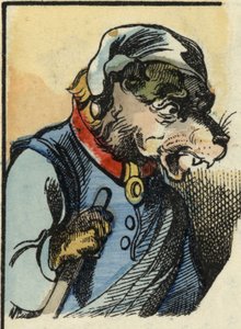 Koira Medor. Kuvitus tarinasta "Bon medor ja pieni Chevrette". "" Tarinoita kodista pienimmille"". Anonyymi kaiverrus 1800-luvulta. tekijältä Unknown artist