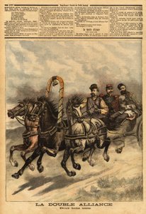 Aleksanteri III:n (1815-1894) Venäjän ja Ranskan kaksoisliitto. Kaiverrus "" Le petit Journal" -lehdessä 16/10/1893. Selvan kokoelma. tekijältä Unknown artist