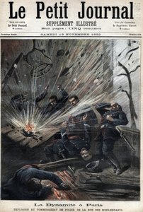 Dynamiitti Pariisissa, räjähdys poliisiasemalla rue des Bons Enfants, anarkisti Emile Henryn hyökkäyksen aiheuttama 8. marraskuuta tekijältä Unknown artist
