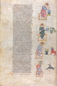 Neljä evankelistaa ja heidän symbolinsa: Matteus, Luukas, Markus, Johannes tekijältä Unknown artist