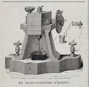 Edisonin mikrotasimetri - kaiverrus, 1800-luvun loppu tekijältä Unknown artist