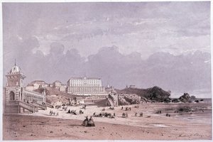 Cote des foolsin uudet kylpylät ja kasino Biarritzissa, sd. 1800-luvulla tekijältä Unknown artist