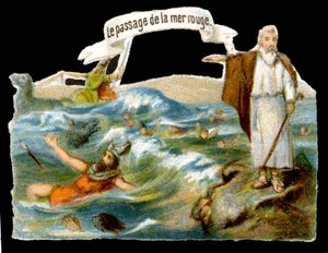 Punaisenmeren kulku (Mooses) - 1800-luvun kromolitografia tekijältä Unknown artist