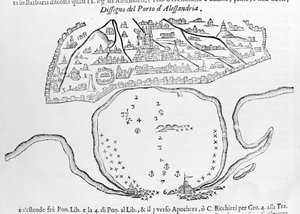 Aleksandrian satama. 1700-luvun piirustus. tekijältä Unknown artist