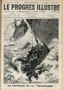 Transatlantic-aluksen haaksirikko "Burgundia" -kaiverrus kirjassa "The illustrious progress" heinäkuussa 1898. tekijältä Unknown artist
