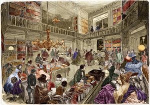 Kirjakaupan Nouvelle, boulevard des italiens myymälä Pariisissa vuonna 1860. tekijältä Unknown artist