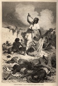 Etiopian keisarin Theodoros II:n (noin 1818-1868) itsemurha huhtikuussa tekijältä Unknown artist