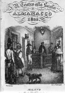 Teatro alla Scalan lipunmyynti, almanaksi vuodelta 1833. tekijältä Unknown artist