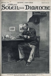 Korkeimman oikeuden oikeudenkäynti: Paul Deroulede (1846-1914), ranskalainen kirjailija ja nationalistinen aktivisti, joka on tärkeä antidreyfusismin toimija, sellissään vallankaappausyrityksen jälkeen 23. helmikuuta. Kaiverrus kirjassa "" Le sun-du-dimanc tekijältä Unknown artist