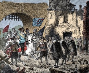 30-vuotias: kenraali Bernard Sachsen Weimar (Saksi-Weimar) (1604-1639) Breisachissa (Saksa) voittajana - Weimarin Bernhardin saapuessa Breisachiin - tekijältä Unknown artist