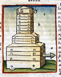 Kilpikonna, tankki - Vitruvan "" De architectura" -kirjassa vuodelta 1630 tekijältä Unknown artist