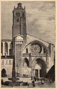 Toulousen katedraali - Cathedrale Saint-Etienne de Toulouse - (Saint Etienne) kaiverrus kirjaimella "" PATRIE" - PECTUREQUIREQUE RANSKAN KUVAUS 6 OSASSA, LUCIEN HUARD - 1800-luvun loppu tekijältä Unknown artist