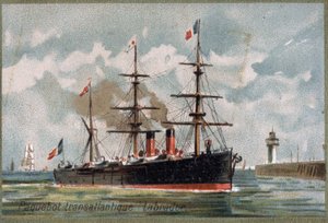 Transatlanttinen laiva "Labrador."" noin 1880. 1800-luvun kromolitografia. tekijältä Unknown artist