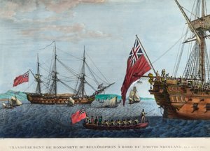 Siirto Napoleon 1st of Bellerophonista Northumberlandiin 8. elokuuta tekijältä Unknown artist