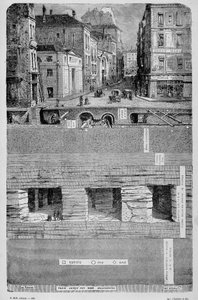 Pariisin muodonmuutokset toisen imperiumin aikana, Haussmann Paris. Les sous de Paris (vesi, kaasu ja viemärit) - kaiverrus tekijältä Unknown artist