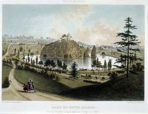 Pariisin muodonmuutokset toisen imperiumin aikana, Haussmann Paris. Buttes Chaumontin puutarha tekijältä Unknown artist