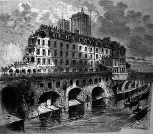 Pariisin transformaatiot toisen imperiumin aikana, Haussmann Works: Entisen Hotel Dieun purkaminen. tekijältä Unknown artist
