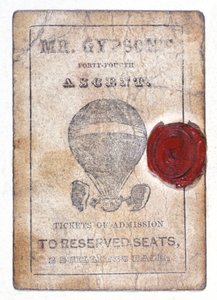 Kahden shillingin lippu varatuille paikoille "Mr Gypsumin 44. nousussa", 1. lokakuuta 1841 tekijältä Unknown artist