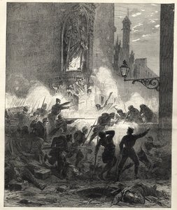 Republikaanien kapina Kataloniassa: taistelut Barcelonassa yöllä 25. ja 26. syyskuuta 1869 - Sexenio Democratico (kuusi vuotta demokratiaa) - Espanja kenraali Francisco Serranosin hallinnassa 1869/1870 - Republikaanien kapina Kataloniassa: baari tekijältä Unknown artist
