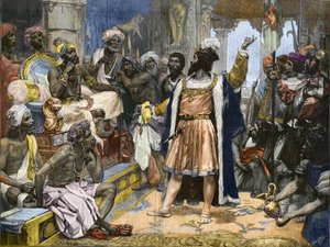 Vasco da Gama toimittaa Portugalin kuninkaan Manuelin kirjeen Calicutin samorimille - maalauksen jälkeen, n. tekijältä Unknown artist