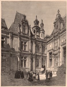 Näkymä Escoville-hotellin sisäpihalta Caenissa vuonna 1860, Ranska tekijältä Unknown