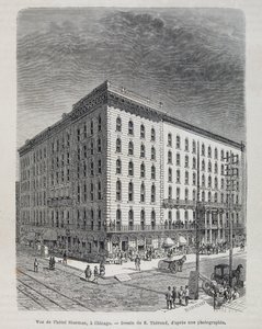 Näkymä Sherman-hotellista Chicagossa - "" Le tour du monde" -osassa" tekijältä Unknown artist