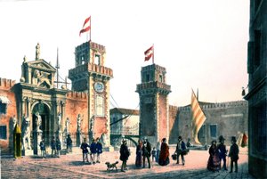 Näkymä Venetsian arsenaalista 1800-luvulla. tekijältä Unknown artist