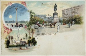 Näkymät Aleksandriaan - postikortti, 1800-luvun loppu tekijältä Unknown artist