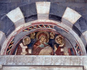 Neitsyt Pyhän Nikolauksen ja Pyhän Laurentiuksen välillä (fresko tekijältä Unknown artist