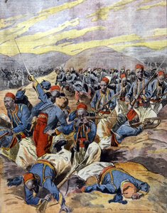 Sota 1914 - 1918: Ranskan siirtomaa-armeijan afrikkalaiset ratsastajat Flanderin dyyneillä. 1914. tekijältä Unknown Artist